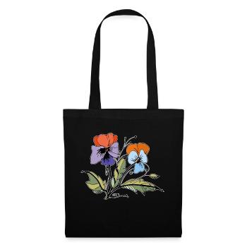 Blumen - Stoffbeutel - Schwarz - Vorne