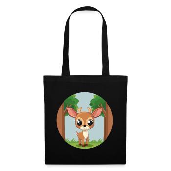 Petit faon adorable dans la forêt (v03) - Sac en tissu - noir - Devant