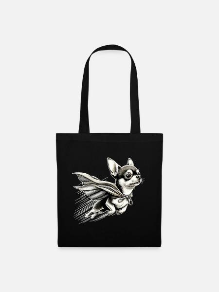 Super Hund Chihuahua Held Cape Chi Chis Geschenk - Stoffbeutel - Schwarz