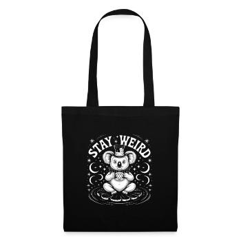 Stay Weird: Teetrinkender Koala - Stoffbeutel - Schwarz - Vorne