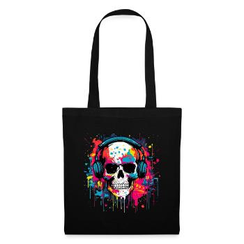 Graffiti Skull DJ – Urbane Musik, Explosionskunst - Stoffbeutel - Schwarz - Vorne