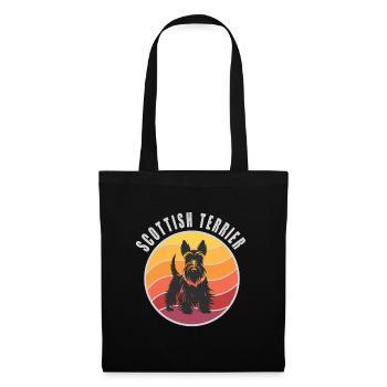 Vintage Scottish Terrier Sunset - Stoffbeutel - Schwarz - Vorne