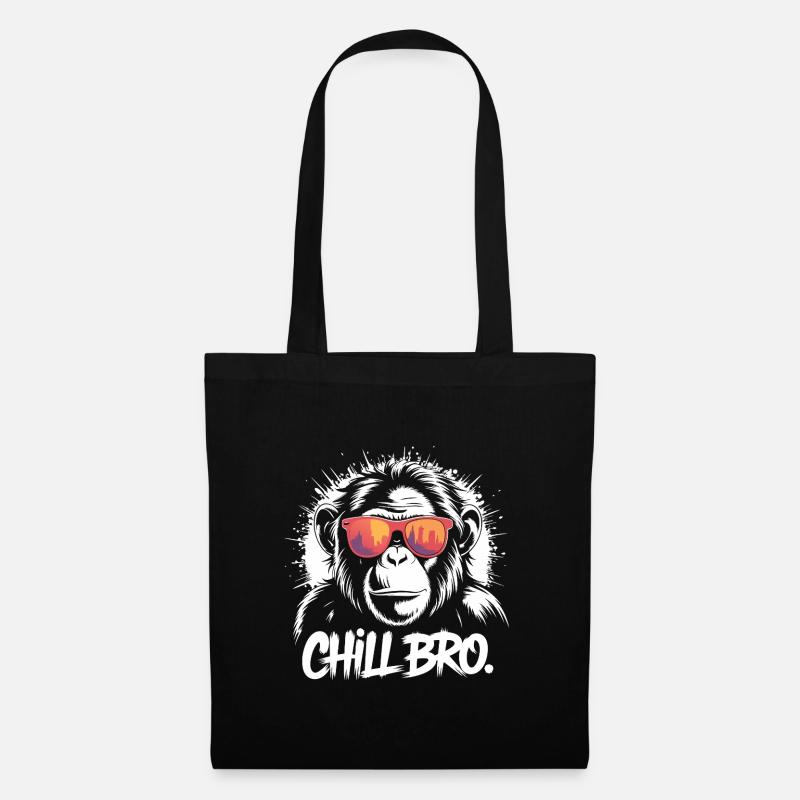 Chill Bro Cooler Affe mit Sonnenbrille Geschenk - Stoffbeutel - Schwarz