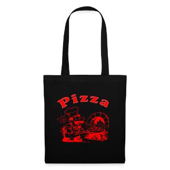 Pizza Schatel Motiv Italiano Italien Cool Fun - Stoffbeutel - Schwarz - Vorne