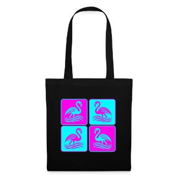 Flamant rose Vagues Pop Art - Sac en tissu - noir - Devant