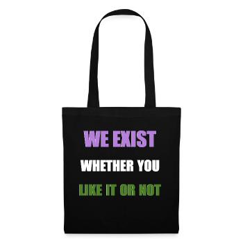 We Exist - Genderqueer Flag - Tote Bag - black - Front