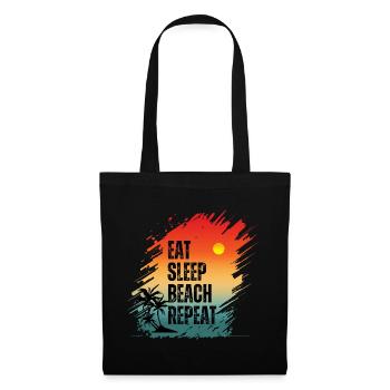 ESSEN, SCHLAFEN, STRAND, WIEDERHOLEN - Stoffbeutel - Schwarz - Vorne