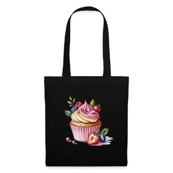 Cupcake aux baies : tentation sucrée - Sac en tissu - noir - Devant