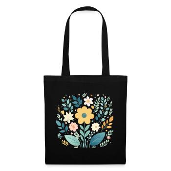 Sanfte pastellfarbene Blumenblüte - Boho Botanical - Stoffbeutel - Schwarz - Vorne