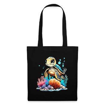 Vibrant Underwater Turtle Scene - Tote Bag - black - Front