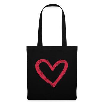 Doux cœur rouge - Sac en tissu - noir - Devant
