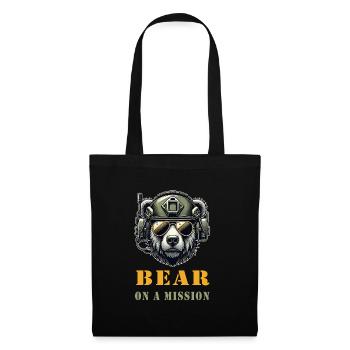 Bear in Mission / Military Design - Tote Bag - black - Front