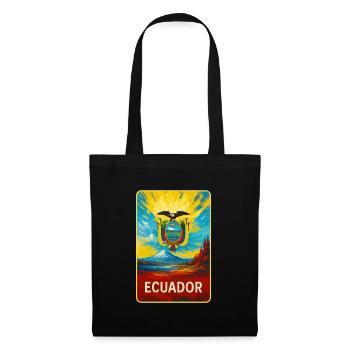 Ecuador - Farbenfrohes Emblem - Stoffbeutel - Schwarz - Vorne