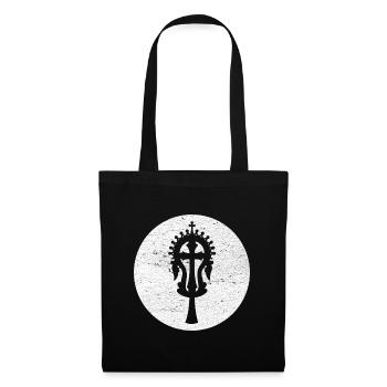 White Lalibela Cross, Sacred Heritage of Ethiopia - Tote Bag - black - Front