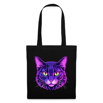 Cat Portrait in Neon Colors - Tote Bag - black - Front