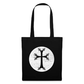 Stylized Armenian Cross in White Circle - Tote Bag - black - Front