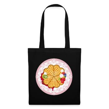 Golden waffles with fruit and cream motif - Tote Bag - black - Front