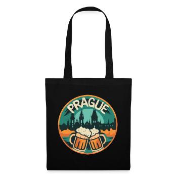 Prag Bier Skyline – Tschechien Souvenir Junggesell - Stoffbeutel - Schwarz - Vorne