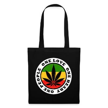 Paix et amour Rasta Leaf Design - Sac en tissu - noir - Devant