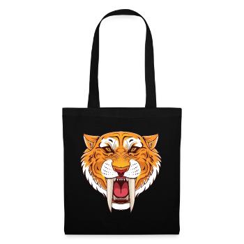 Urzeit Säbelzahntiger - Stoffbeutel - Schwarz - Vorne