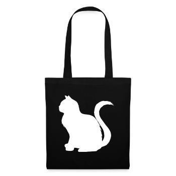 katzen, silhouetten, sitzend - Stoffbeutel - Schwarz - Vorne