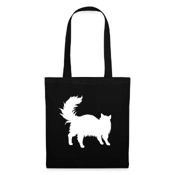 katzen silhouette langhaarig - Stoffbeutel - Schwarz - Vorne