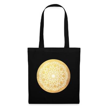 Ornement de Yoga Soleil Or Mandala Méditation Inde - Sac en tissu - noir - Devant