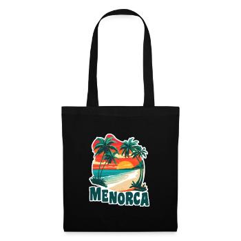 Menorca Palmen und Sandstrand - Stoffbeutel - Schwarz - Vorne