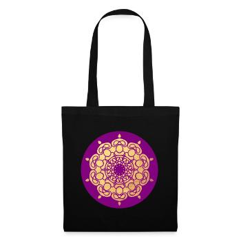 Yoga Ornament Blüte Sonne Mandala Kreis Gold om - Stoffbeutel - Schwarz - Vorne