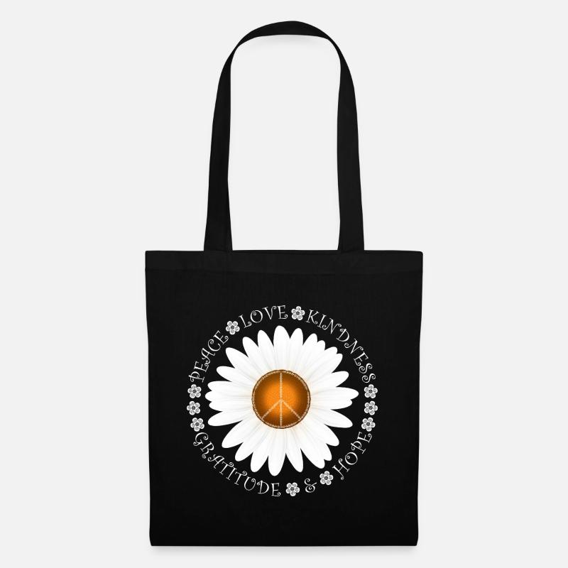 Peace Love KIndness Daisy Design - Tote Bag - black