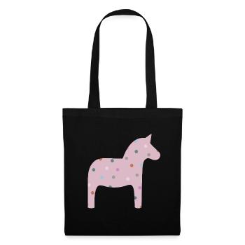 Dala Cheval Pois Pois Décoration Scandinave - Sac en tissu - noir - Devant