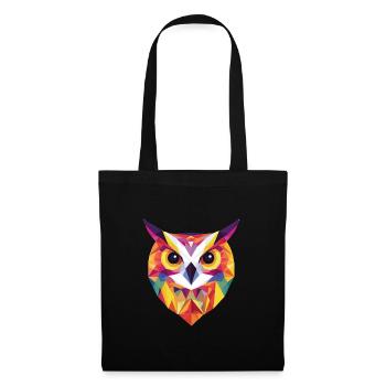 Low Poly Owl – un design moderne pour les petits malins - Sac en tissu - noir - Devant