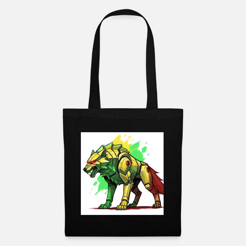 Futuristic lion with cyborg design - Tote Bag - black