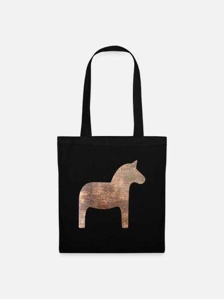 Dala Horse Wood Suède Traditionnel Scandinave - Sac en tissu - noir