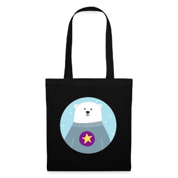 Polar Bear Star Pôle Nord polaire Pépinière skandi - Sac en tissu - noir - Devant