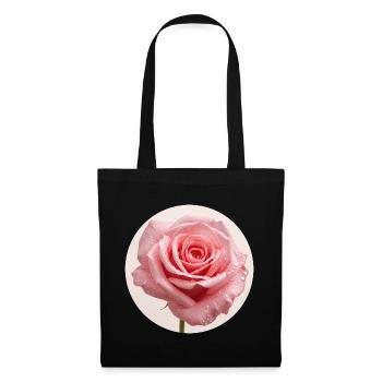 Fleur de rose délicate avec des gouttes d’eau - Sac en tissu - noir - Devant