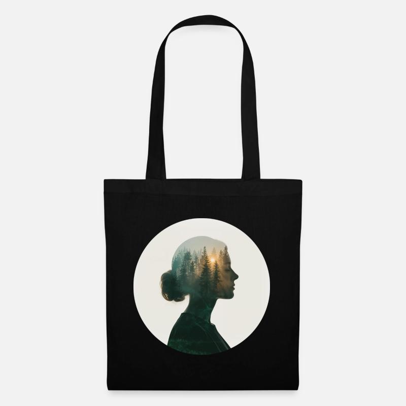 Forest dreams in women's profile - Tote Bag - black