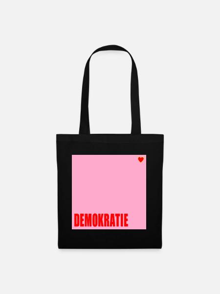 Politik Demokratie Herz - Stoffbeutel - Schwarz