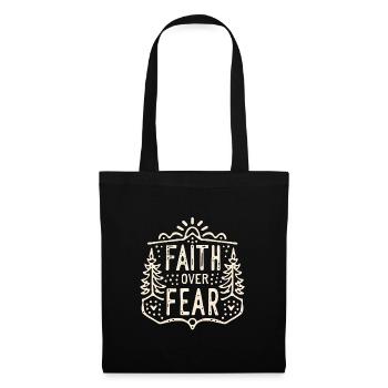 La foi plutôt que la peur Citations chrétiennes verset biblique rétro - Sac en tissu - noir - Devant