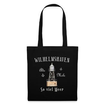 Wilhelmshaven, Handzeichnung, so viel Meer Nordsee - Stoffbeutel - Schwarz - Vorne
