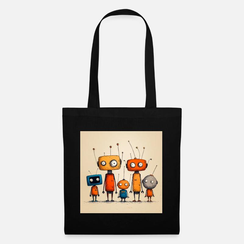 Robot Amicaux Enfantins - Sac en tissu - noir