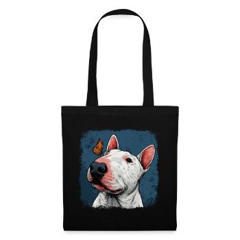 Cheerful bull terrier with butterfly - Tote Bag - black - Front
