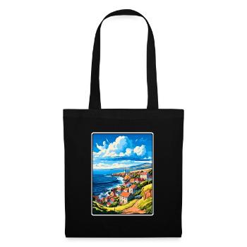Terceira Portugal Coastal Cliffs Village Scene - Tote Bag - black - Front