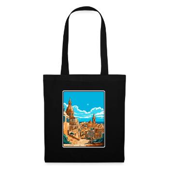 Affiche de voyage vintage à La Valette Malte Cityscape WPA - Sac en tissu - noir - Devant