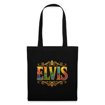 ELVIS Glitzer Gold Pailletten - Stoffbeutel - Schwarz - Vorne