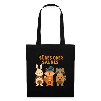 Süßes oder Saures - Waldtiere - Stoffbeutel - Schwarz - Vorne