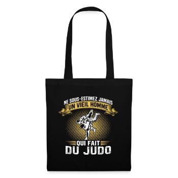 alter Mann der Judo macht Judoka Geschenk - Stoffbeutel - Schwarz - Vorne