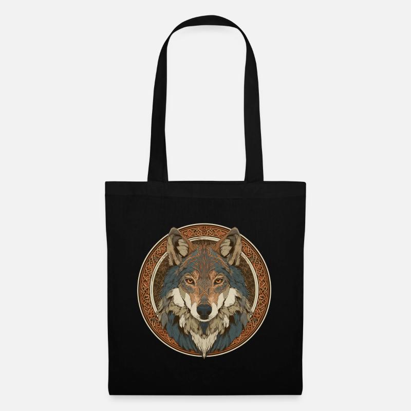 Legendenhafter Wolf mit keltischem Muster - Stoffbeutel - Schwarz
