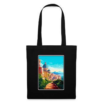 Cagliari Italie Méditerranée lever de soleil Affiche de voyage - Sac en tissu - noir - Devant