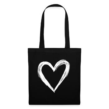 Hand-drawn heart in black and white - Tote Bag - black - Front